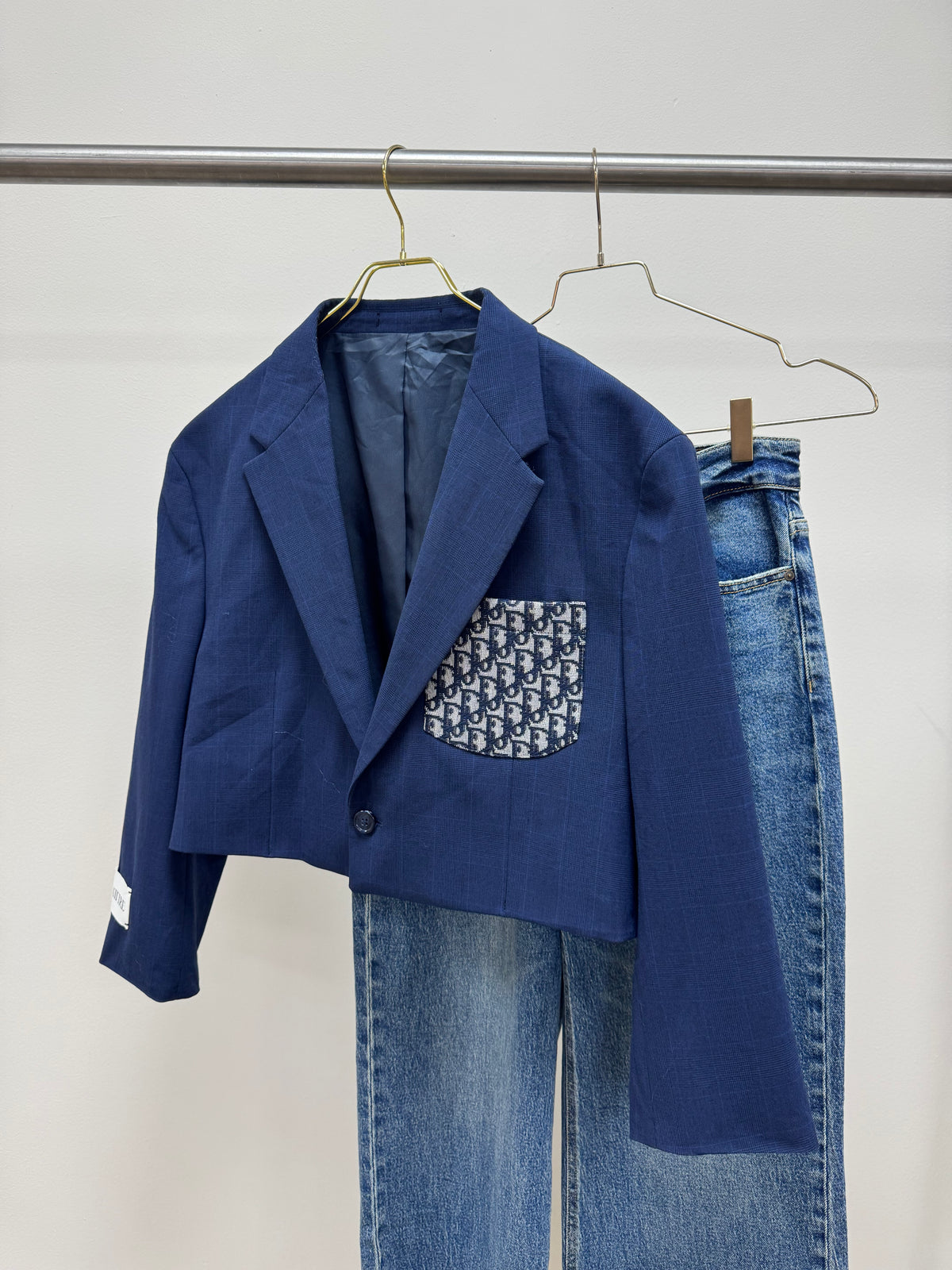 Cropped blazer dark blue