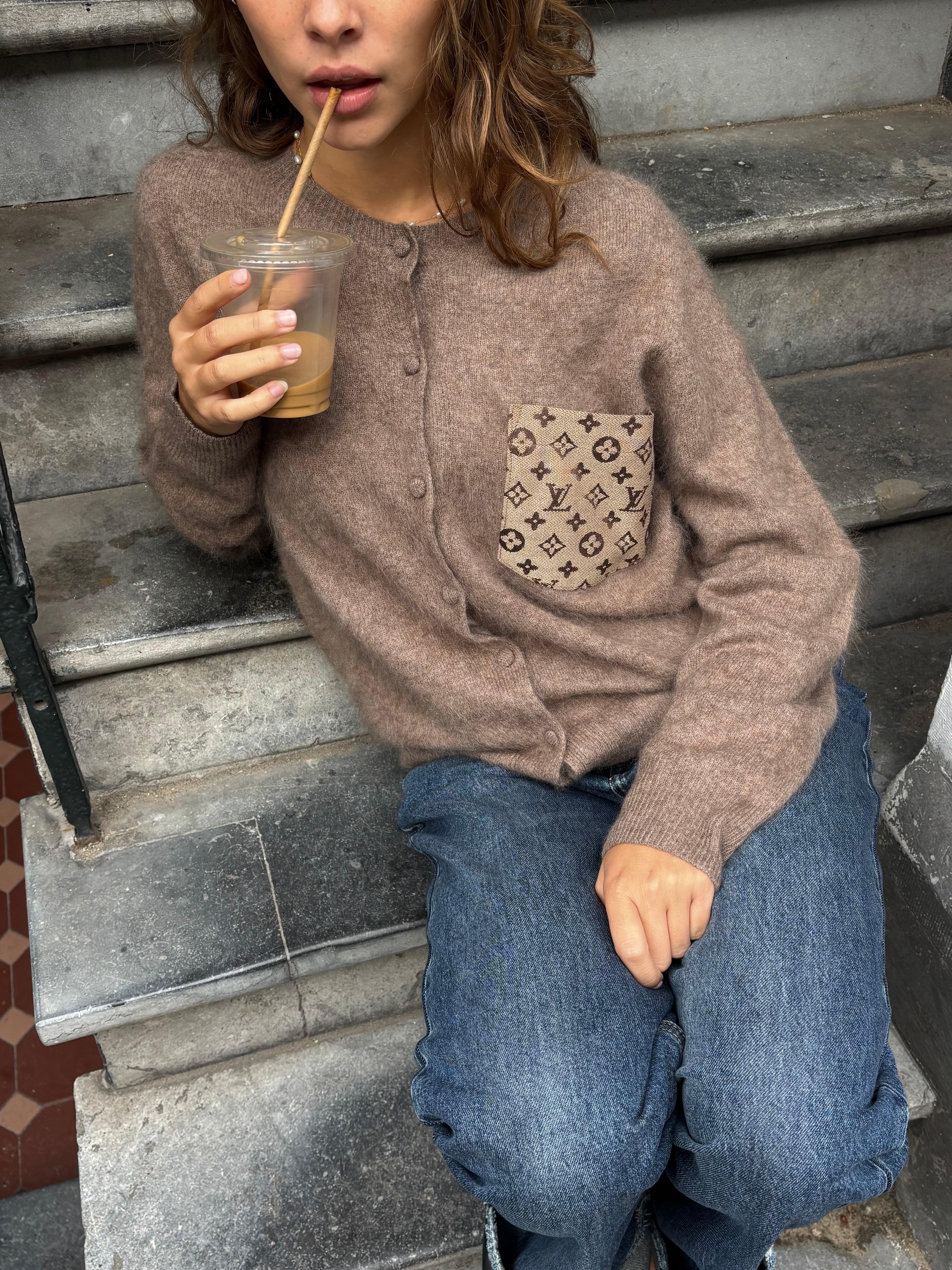 Cashmere cardigan taupe