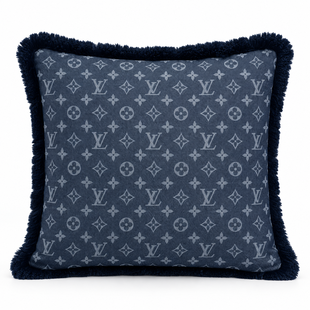 Attire kussen dark blue fringe