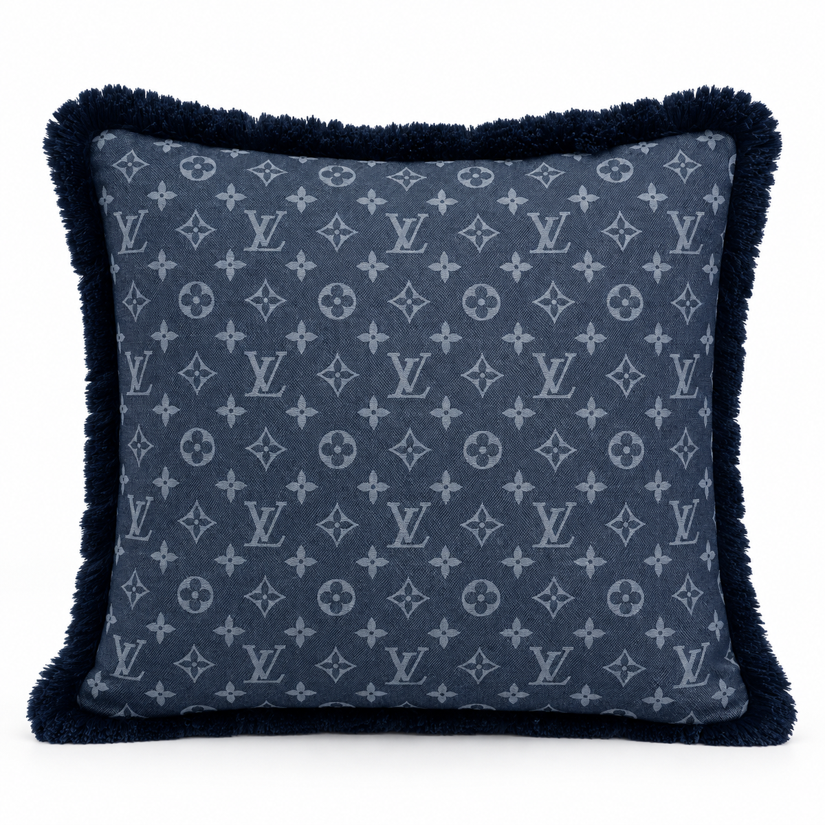 Attire kussen dark blue fringe
