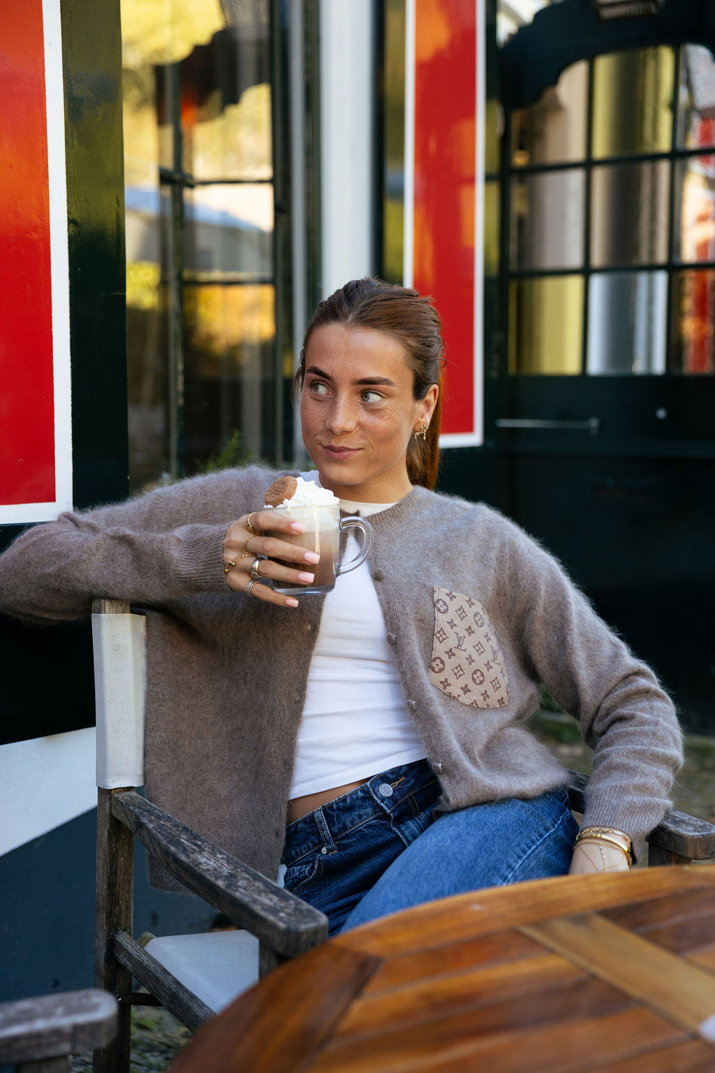 Cashmere cardigan taupe