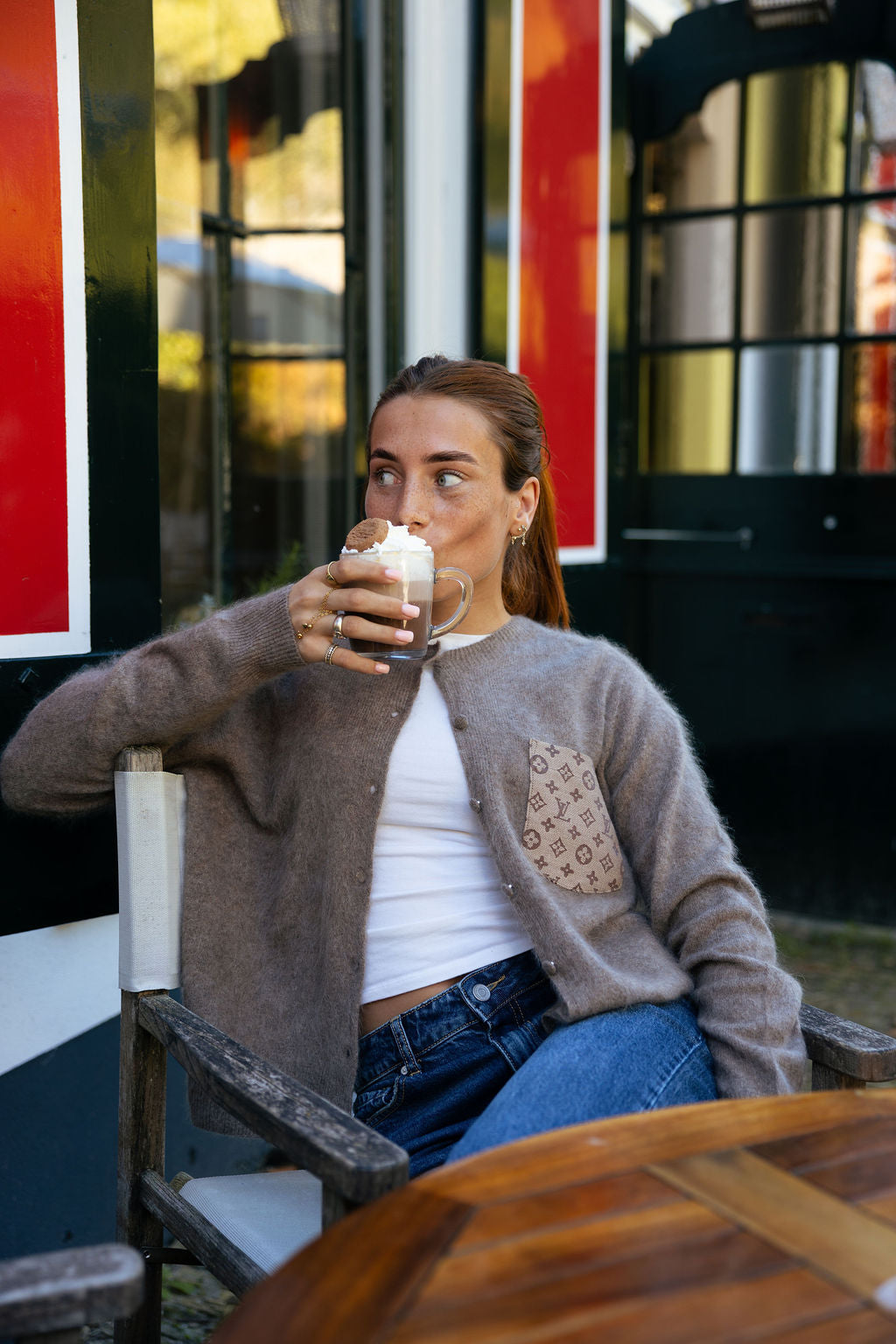 Cashmere cardigan taupe