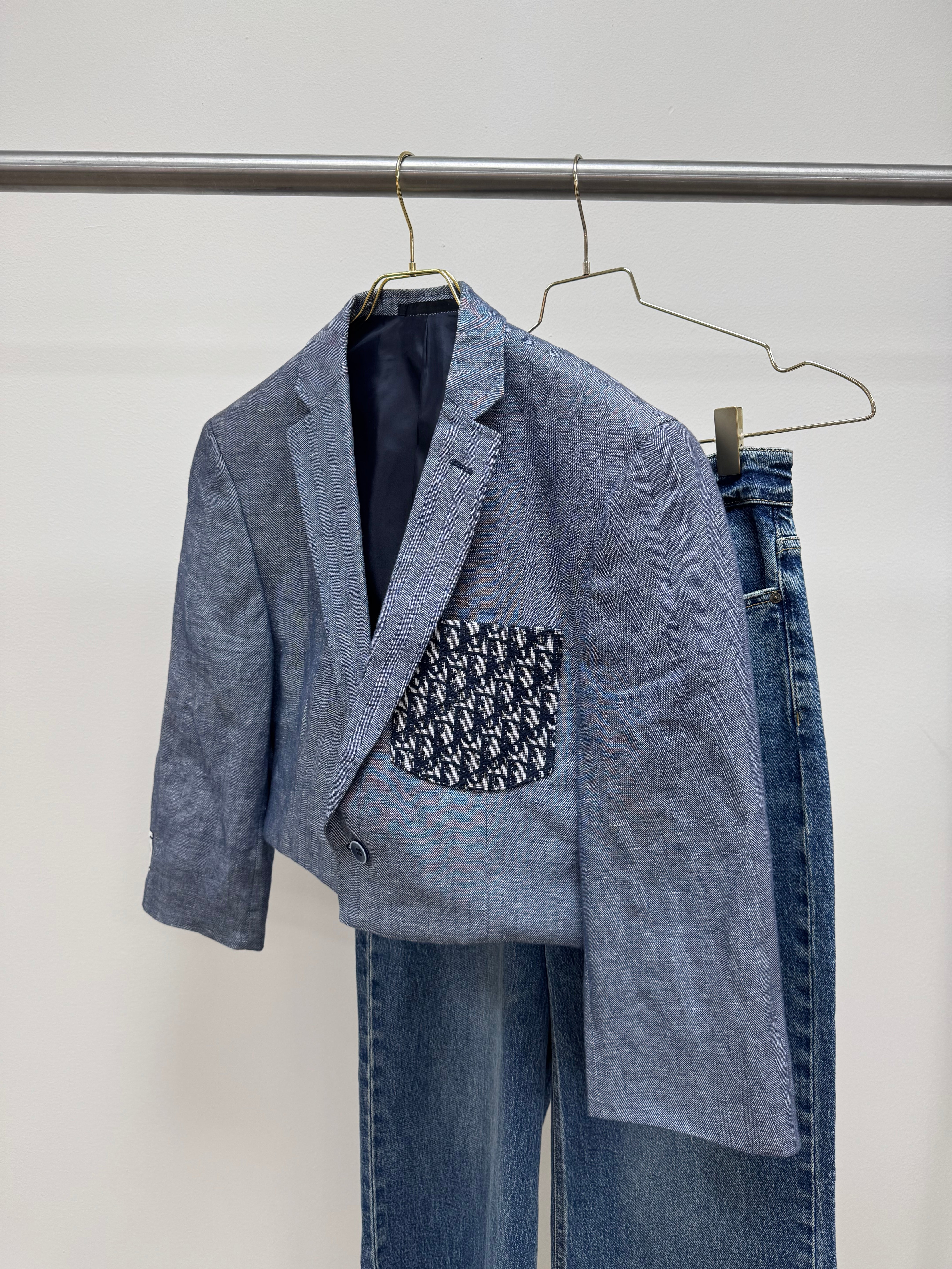 Cropped blazer mid blue