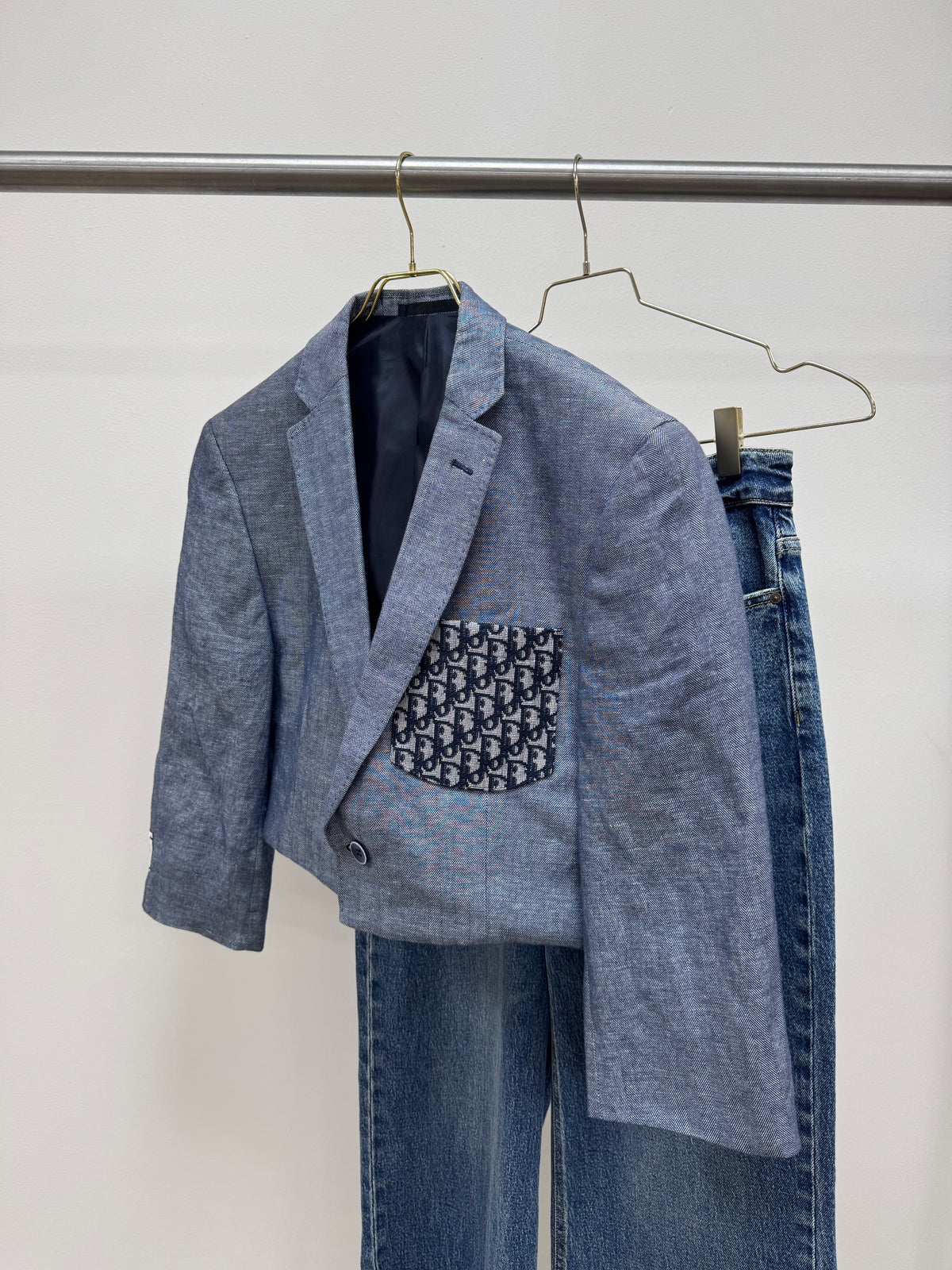 Cropped blazer mid blue