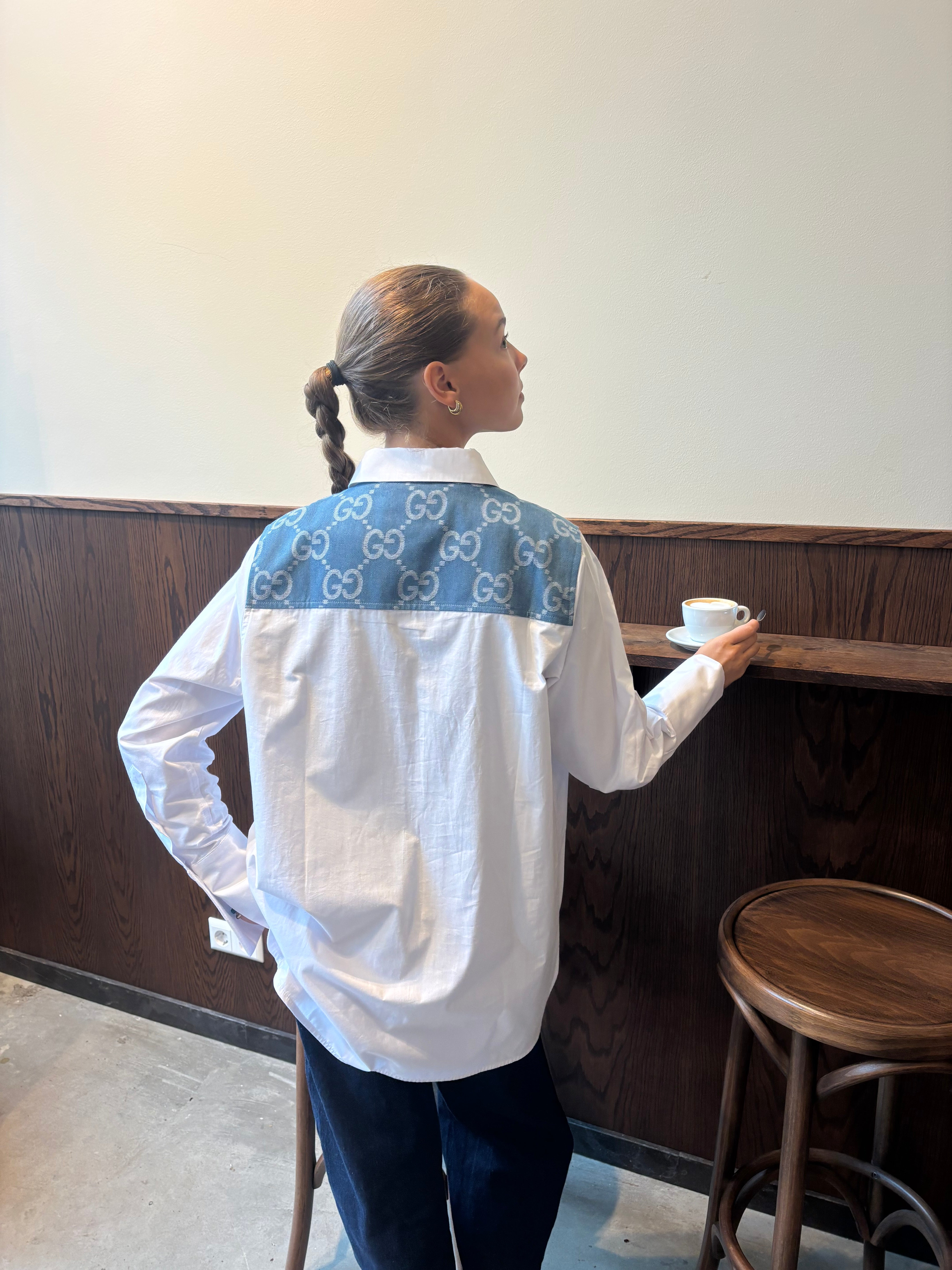 Attire blouse denim big half