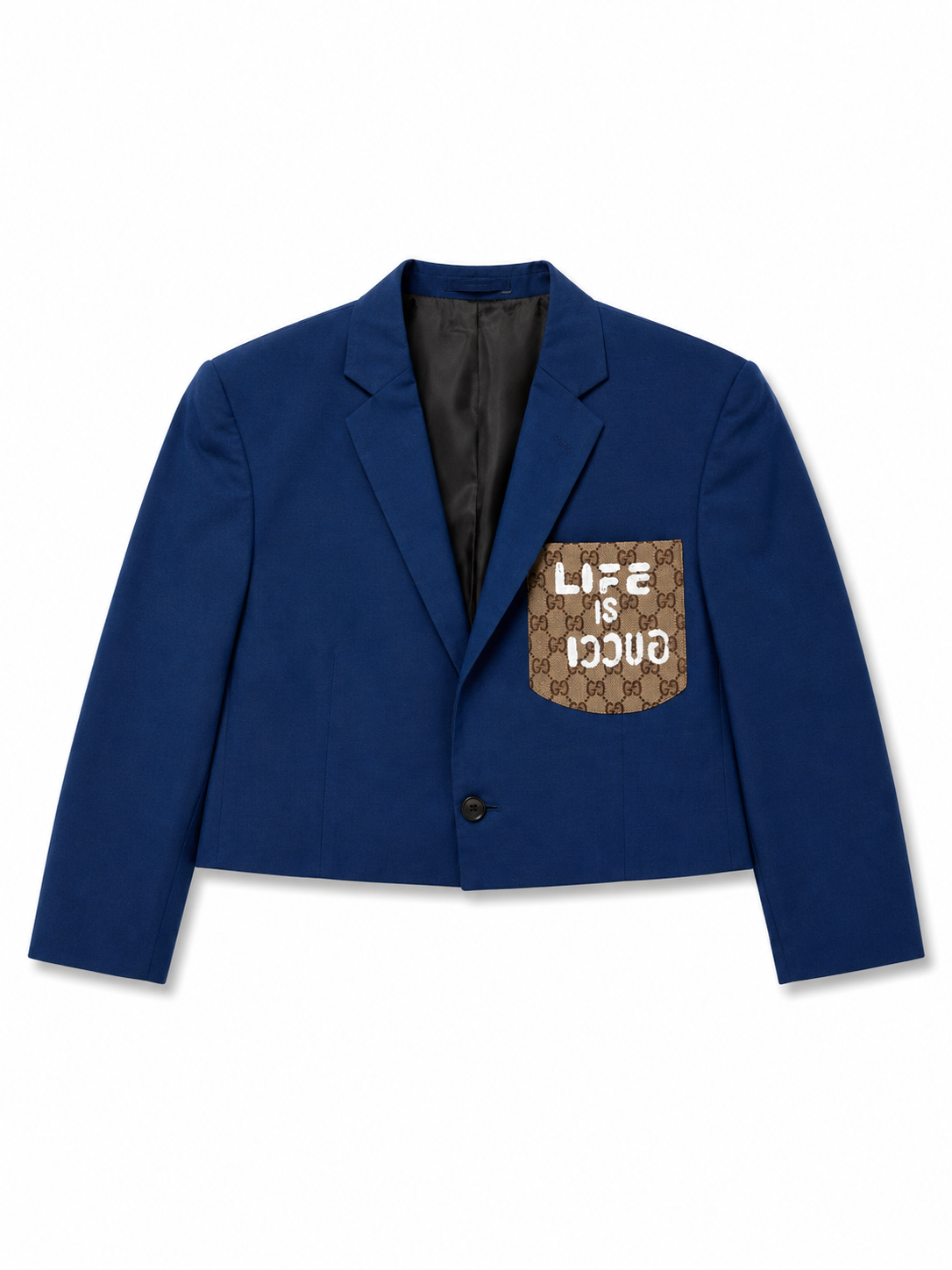 Cropped blazer blauw one size