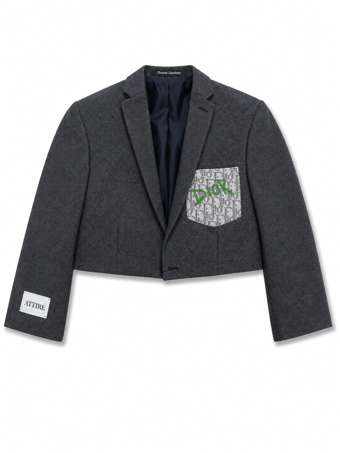 Cropped blazer groen detail one size