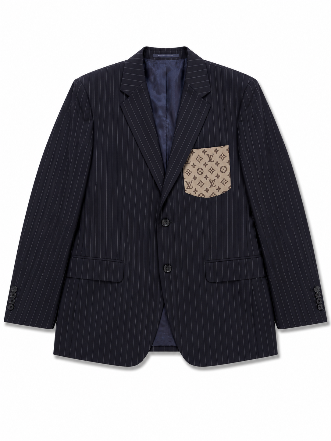 Dark blue blazer LV print one size